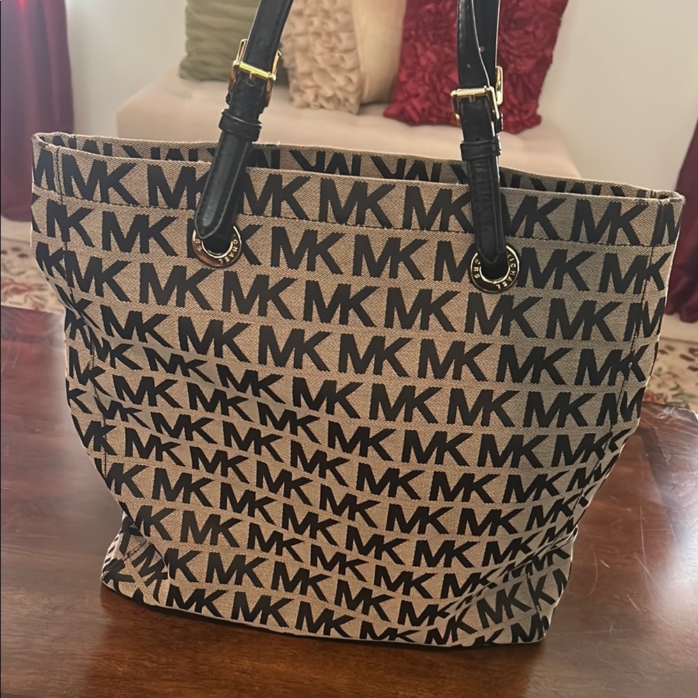Michael Kors Monogram Black and Tan Tote